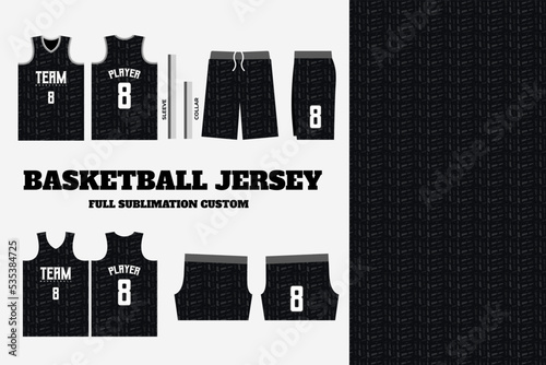 basketball jersey pattern design template. Abstract pattern background for basketball uniform, basketball sublimation, bicycle, e-sport, basketball, soccer, Fabric pattern, Sports background, Vector