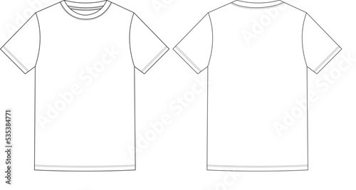 Blank White T-shirt Design Vector on Transparent Background Template, Front and Back View photo