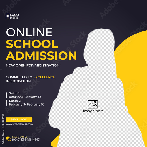 College admission social media facebook banner or web template