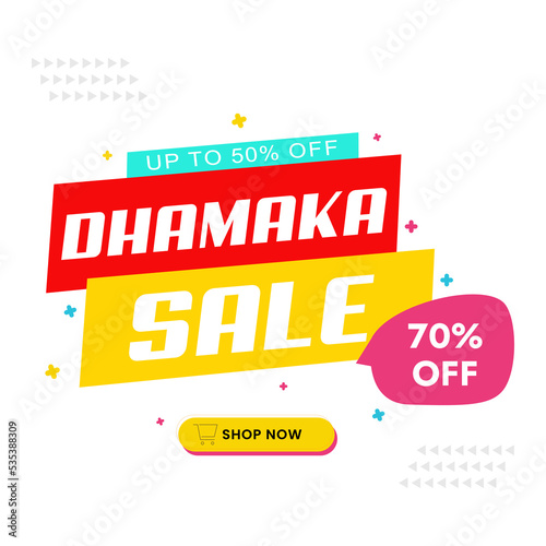 Diwali Dhamaka sale with 50% Off poster, banner design template for social media. vector design