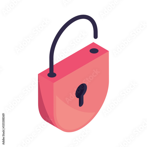 unlock padlock isometric