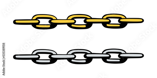 Chain as symbol of unity and cooperation. Sketch of metal chains. Vector illustration isolated in white background