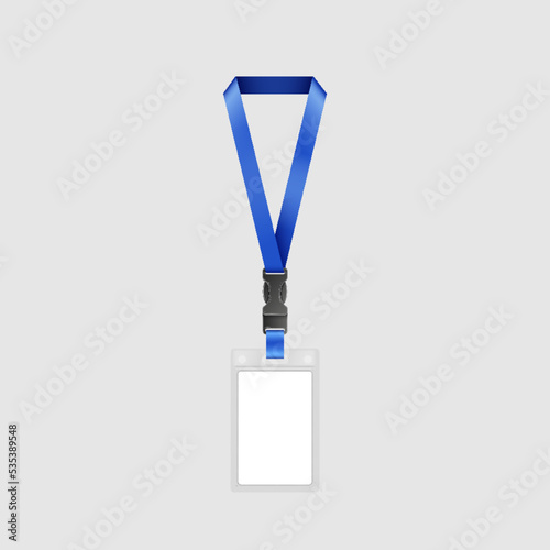 Id plastic card template. Blank identification badge, authentication security card tag with holder