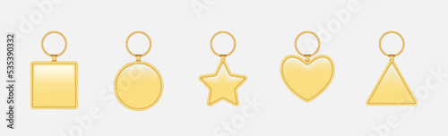 Realistic golden pendants for necklace, chain or bracelet accessories. Set of jewelry accessories