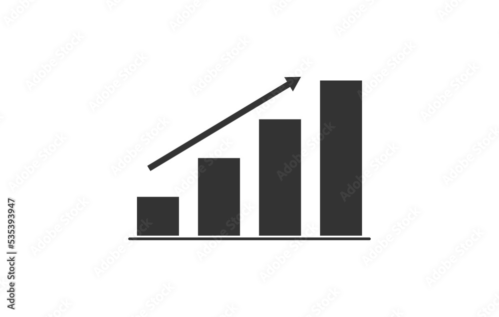 growing graph, bar chart, Flat icon isolated on the white background, flat design vector illustration. growing graph, bar chart, Flat icon isolated on the white background, flat design vector illustration.