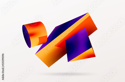 Metallic 3d shape vector geometric background. Trendy techno business template for wallpaper, banner, background or landing