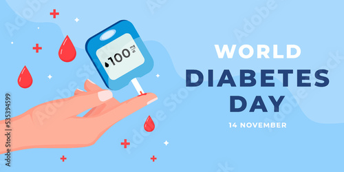 flat world diabetes day horizontal banner illustration