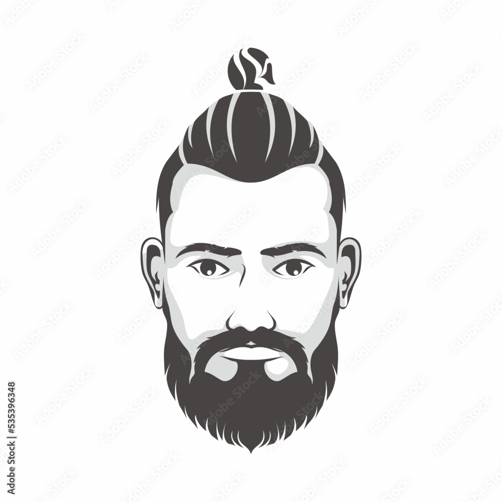 Front view of man haircut and hairstyle. Long shave. Front view of man haircut and hairstyle. Long shave.
