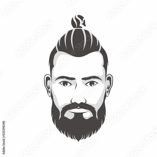 Front view of man haircut and hairstyle. Long shave.