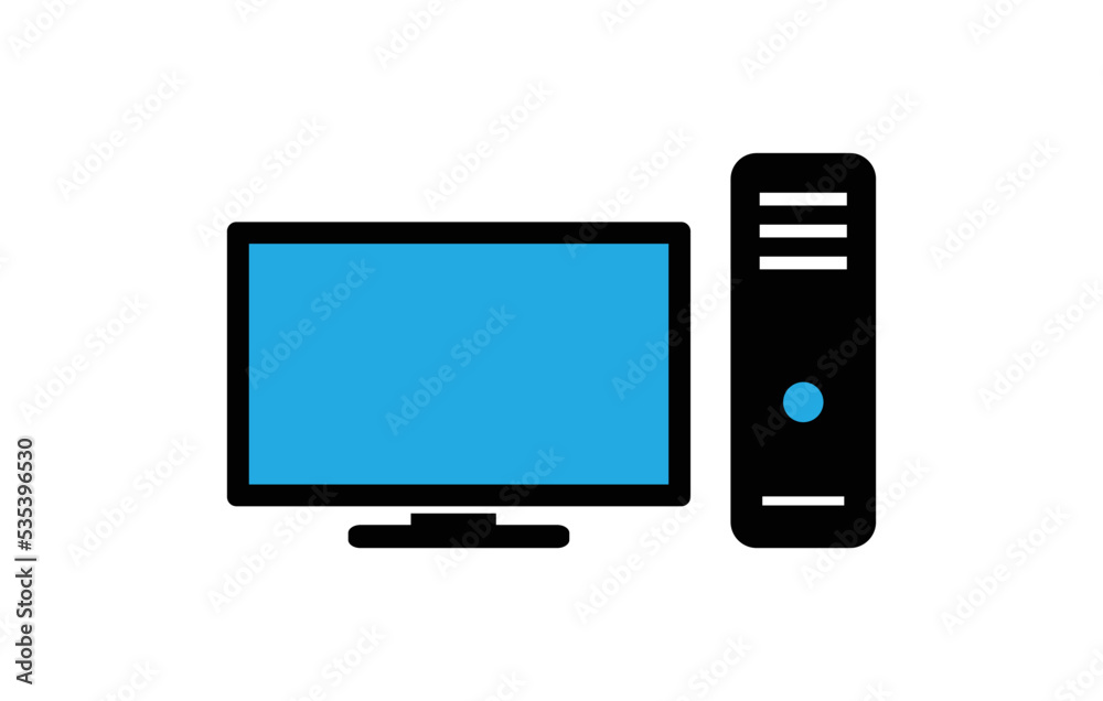 Computer desktop vector icon, pc symbol. Simple, flat design for web or mobile app Computer desktop vector icon, pc symbol. Simple, flat design for web or mobile app