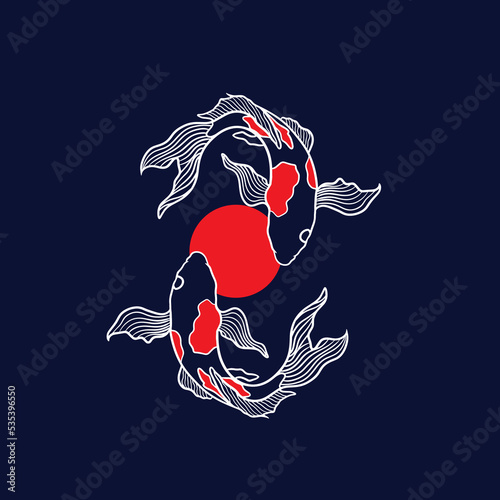 Fish koi logo and symbol vector image	
