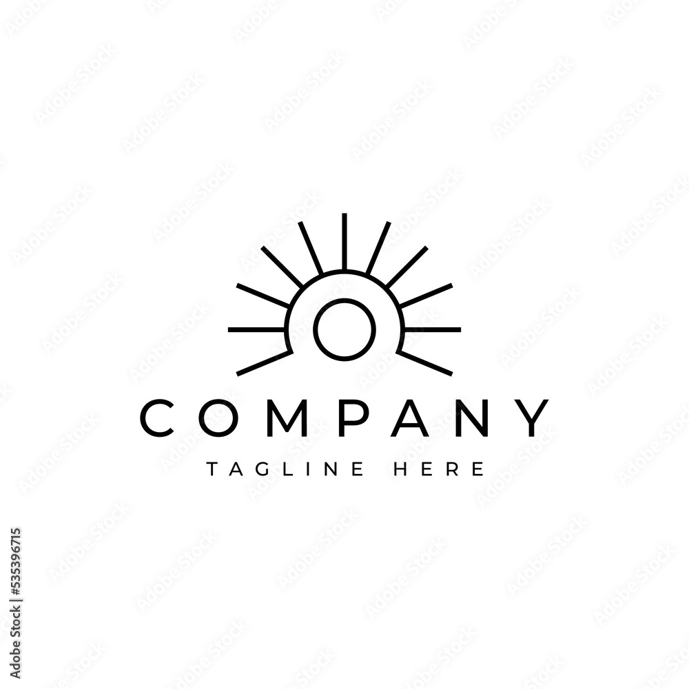 Fototapeta premium sunrise in the horizon line logo design