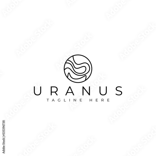 abstract planet line art logo design