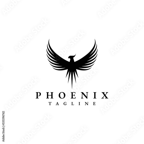 flying phoenix silhouette logo design
