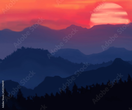 Landscape background. Abstract art template. Vector illustration.