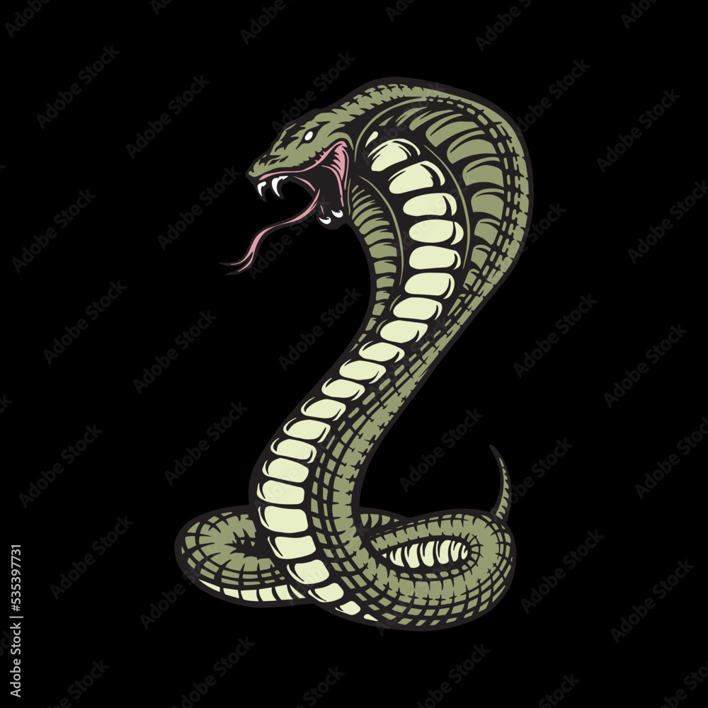 Fototapeta premium Vintage cobra tattoo illustration