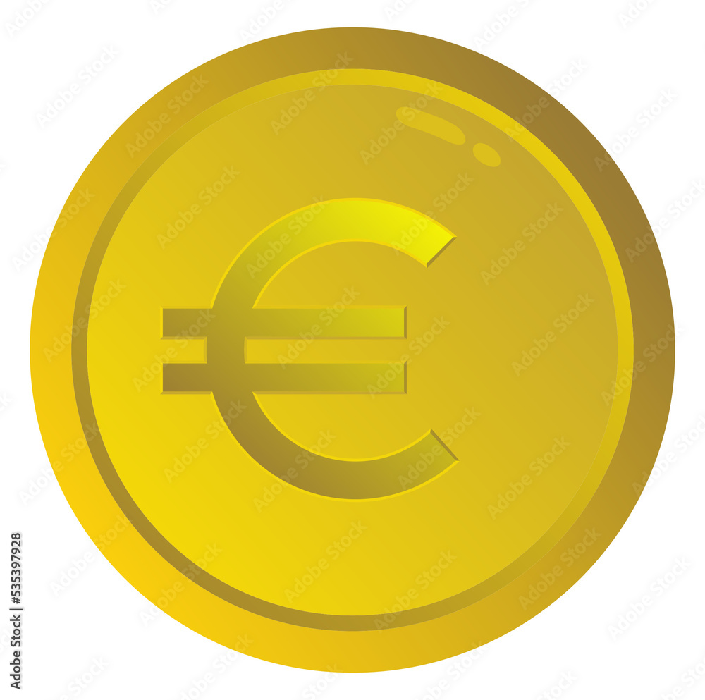 Euro Icon Symbol on the Golden Coin for Pictogram or Graphic Design Element. Base on Vector Illustration. Format PNG Euro Icon Symbol on the Golden Coin for Pictogram or Graphic Design Element. Base on Vector Illustration. Format PNG