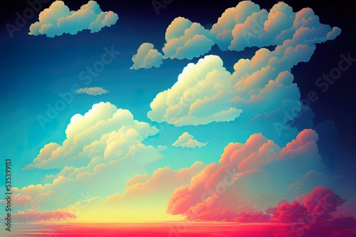 Blue sky background with clouds. High quality illustration