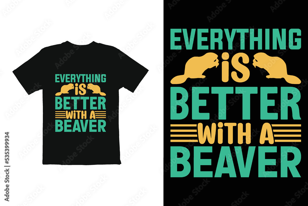 typography t shirt graphic. t shirt design vector beaver animal