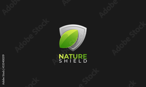 Shield shape with plant Logo Design in negative space