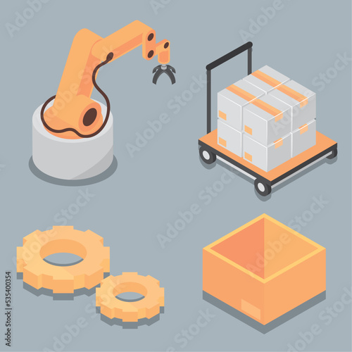icon set, isometric industry