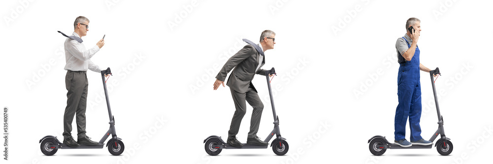 Man riding an electric scooter Man riding an electric scooter