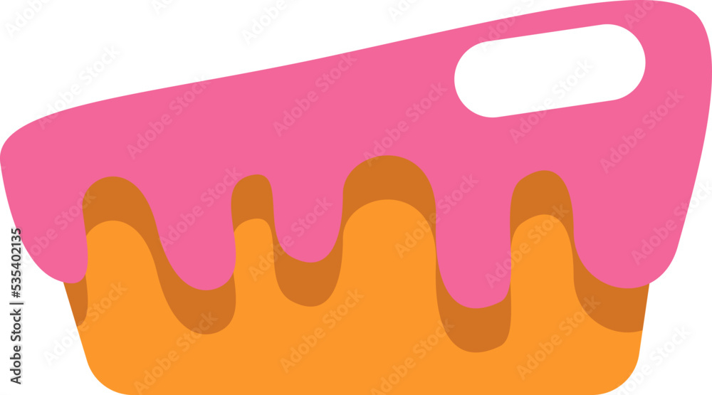 Delicious slice of pink cake, illustration, vector on a white background. Delicious slice of pink cake, illustration, vector on a white background.