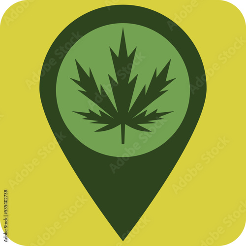 Cannabis shop location, illustration, vector on a white background.