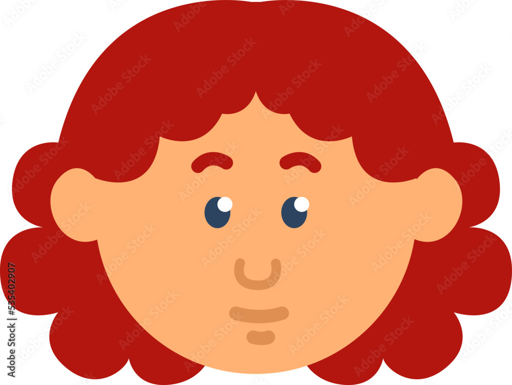 Girl with red curly hair, illustration, vector on a white background. Girl with red curly hair, illustration, vector on a white background.