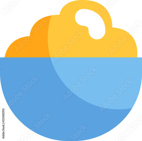 Porridge in bowl, illustration, vector on a white background.
