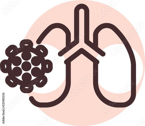 Covid 19 infected lungs, illustration, vector on a white background.