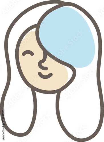Grandma with long grey hair, illustration, vector on a white background.