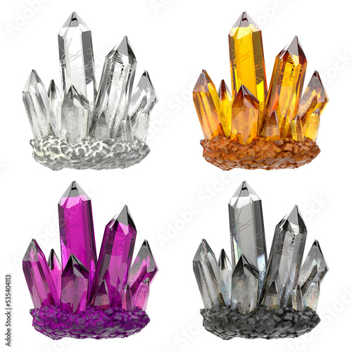 Foto Isolated set of colorful crystals