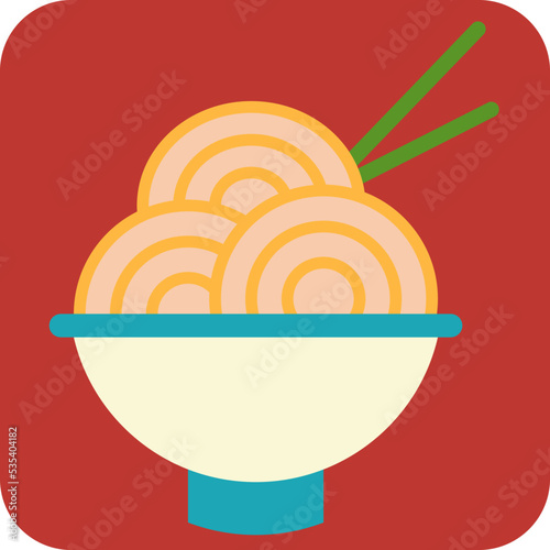Japanesse pasta, illustration, vector on a white background. photo