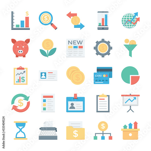 Finance and Payments Colored Vector Icons 