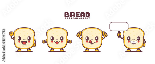 bread cartoon mascot with different expressions