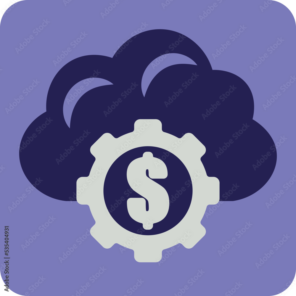 Cloud with coin, illustration, vector on a white background. Cloud with coin, illustration, vector on a white background.