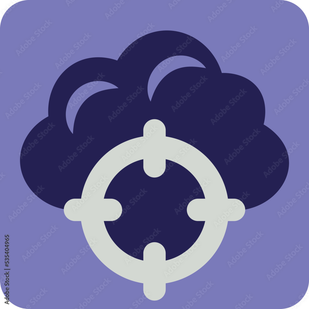 Cloud with zoom tool, illustration, vector on a white background. Cloud with zoom tool, illustration, vector on a white background.