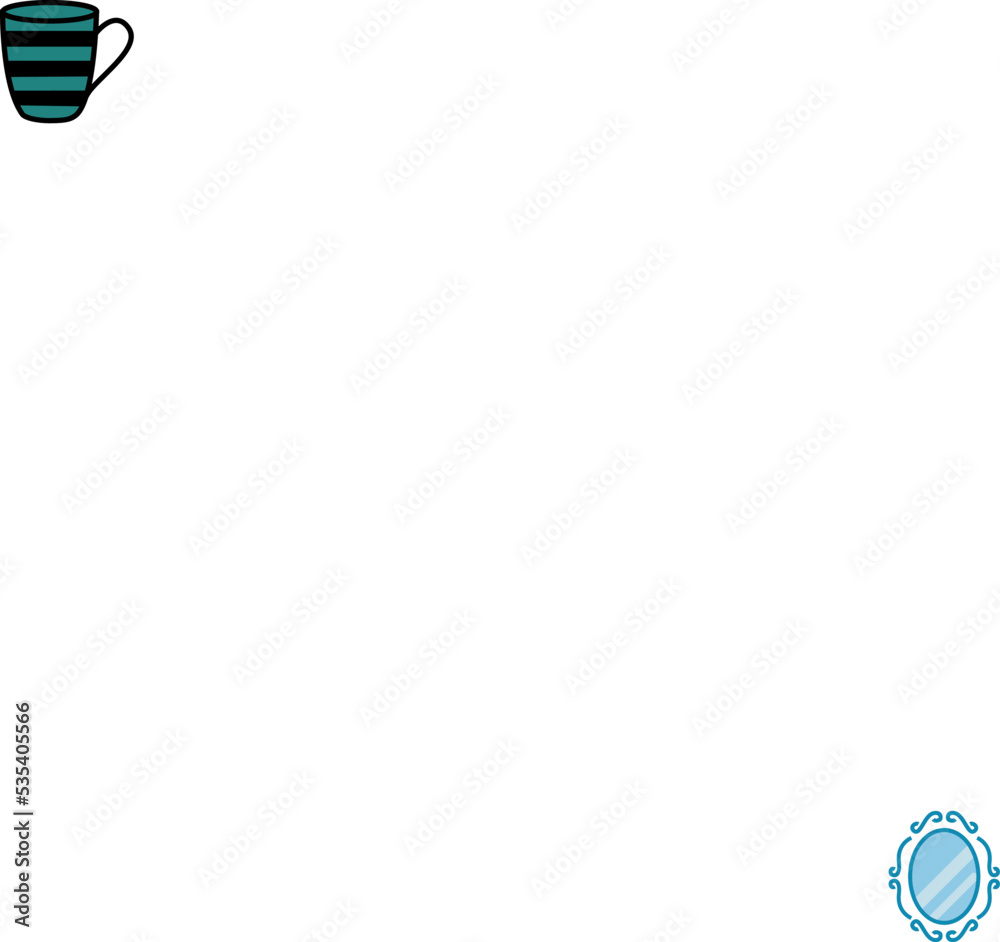 Decorative room mirror, illustration, vector on a white background. Decorative room mirror, illustration, vector on a white background.