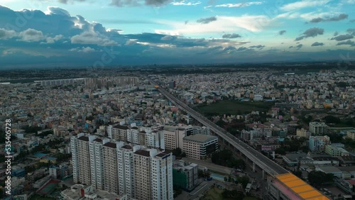 Bangalore city aerial Hyperlapse. Bengaluru India