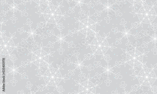 雪の結晶のシームレスパターン背景素材（シルバーグレー）