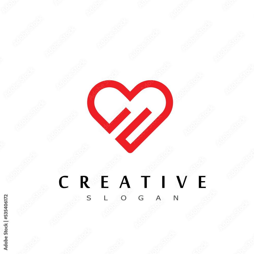 Red heart logo design, abstract love icon, isolated on white background Red heart logo design, abstract love icon, isolated on white background