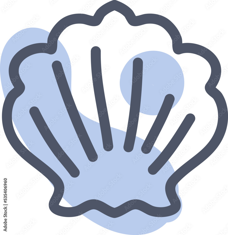 Small blue sea shell, illustration, vector on a white background. Small blue sea shell, illustration, vector on a white background.