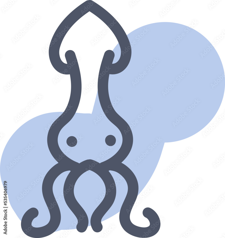 Sea squid, illustration, vector on a white background. Sea squid, illustration, vector on a white background.
