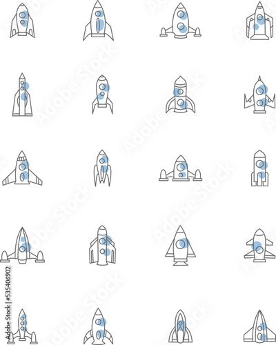 Space ship icon pack, illustration, vector on a white background.