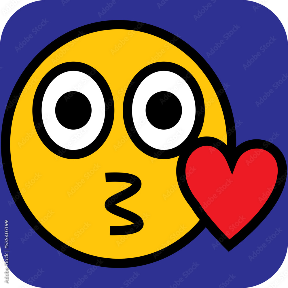 Fototapeta premium Smiley sending love, illustration, vector on a white background.