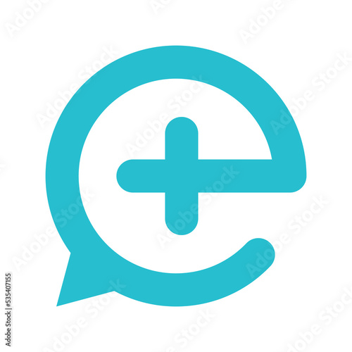 Medical logo concept with letter E and chat icon