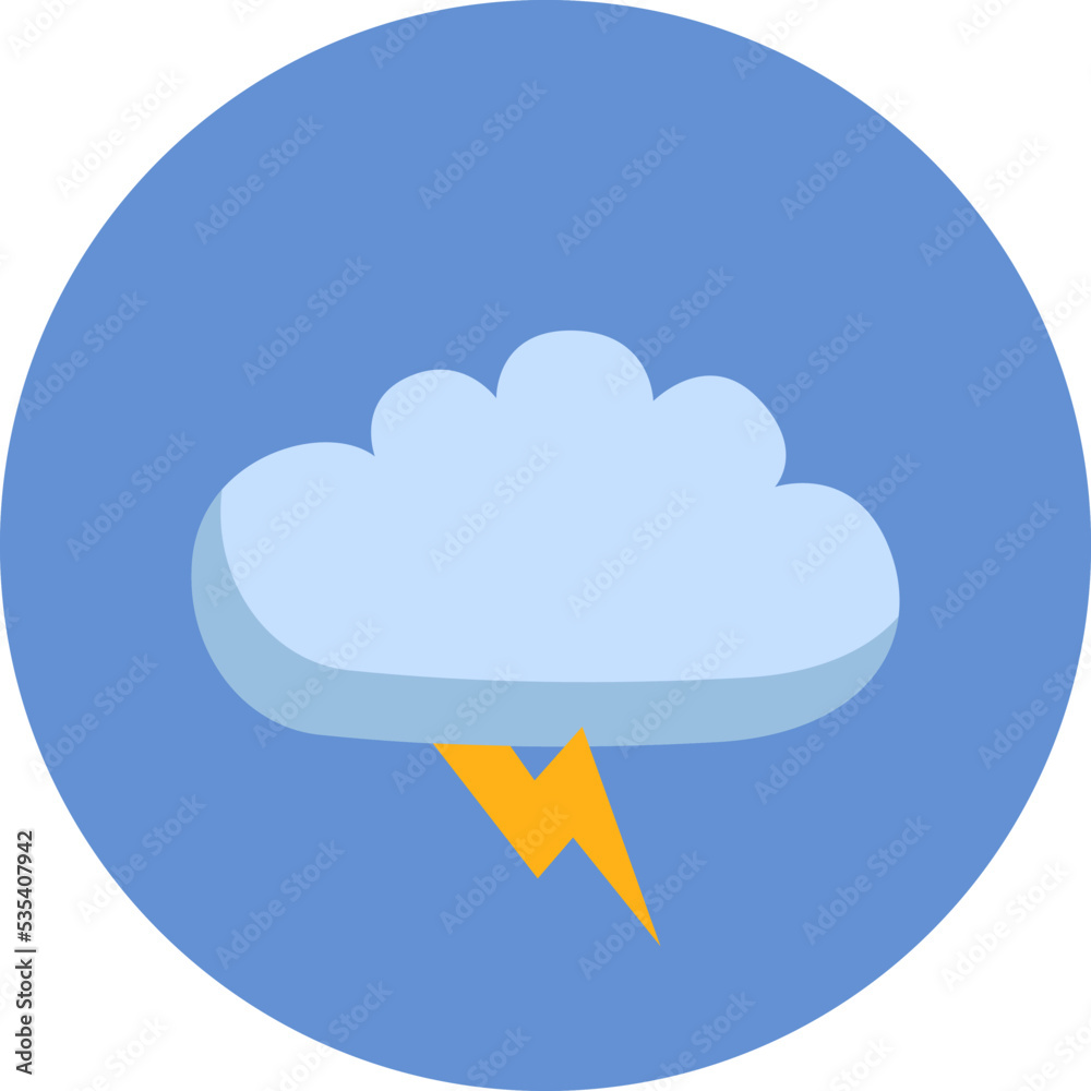 Thunder cloud, illustration, vector on a white background. Thunder cloud, illustration, vector on a white background.