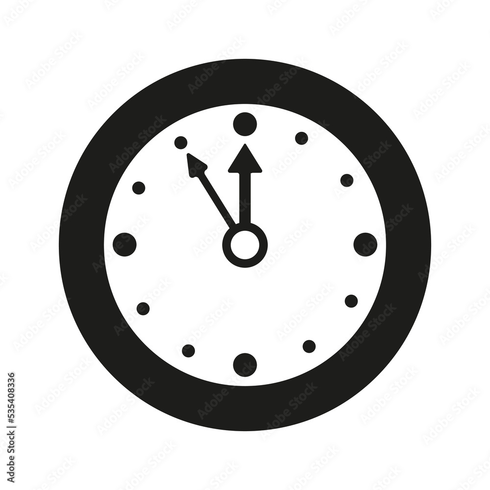 Vector black and white clock icon or logo design Stock Vector Adobe Stock