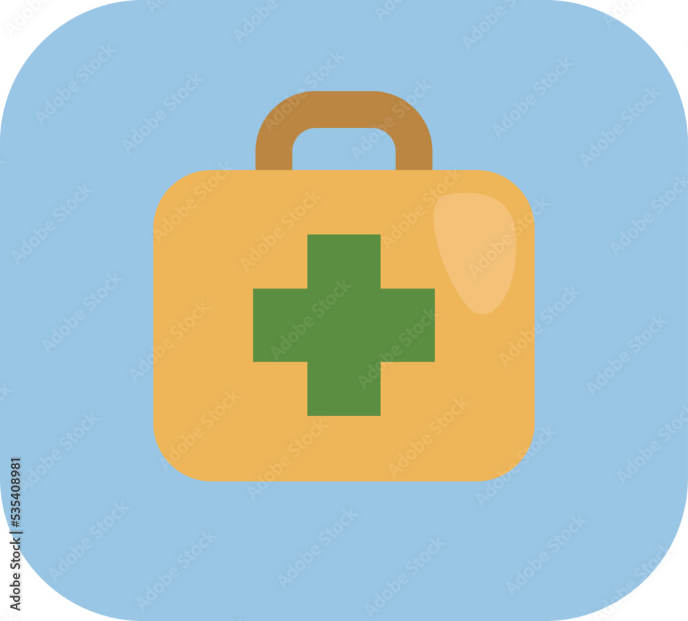 Fototapeta premium Camping first aid kit, illustration, vector on a white background.
